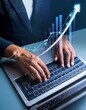© MRSUTIN - This image emphasizes the dynamic and ever-evolving nature of business in the digital age, illustrated by an upward trending line and a working laptop.