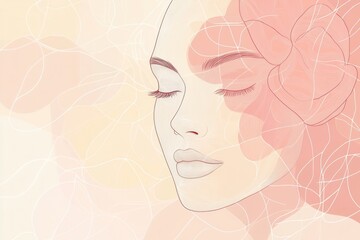 Poster - This artwork features a seamless blend of a rose petal and a woman's face, capturing elegance and beauty in minimal lines. Generative AI