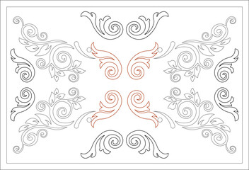 vector sketch illustration of the silhouette of a vintage classic frame baground pattern design