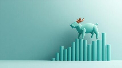 A stylized illustration of a bull standing on a bar graph, symbolizing market growth and financial success.