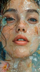 Wall Mural - Surreal Underwater Portrait of a Woman