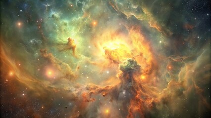 Wall Mural - golden nebula space clouds