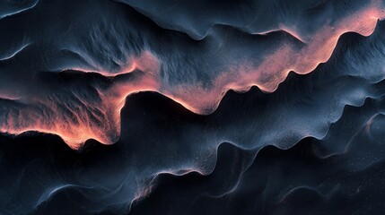 Wall Mural - abstract black surface with fire hot lava appearing in the cracks
