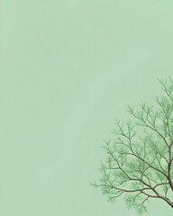 Sticker - Serene Minimalist Tree Branch on Pastel Green Background 