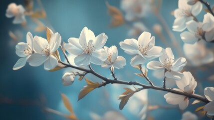 Poster - Delicate White Blossoms on a Branch