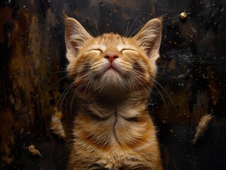 Wall Mural - Adorable Orange Tabby Kitten with Eyes Closed