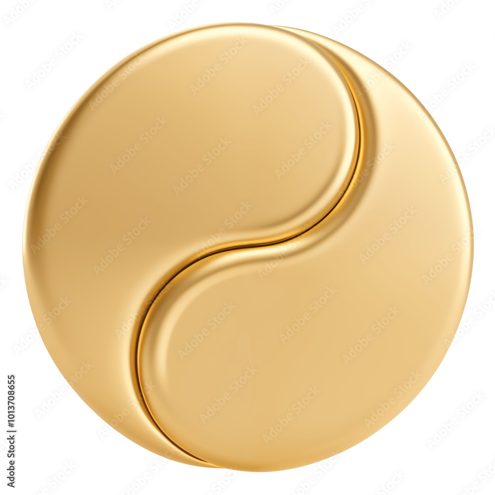 Gold metallic Yin Yang symbol isolated on transparent background ...