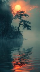 Poster - Sunset Reflection on a Tranquil Lake