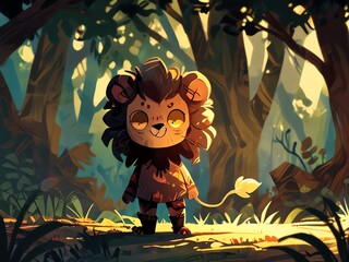 Sticker - A Lion Cub in the Forest