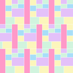 Wall Mural - Geometric seamless pattern.Colorful pastel square shapes repeat pattern.Abstract vector graphic illustration background.