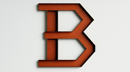 Sticker - A 3D rendered letter 'B' in a rusty orange color, set against a white background.