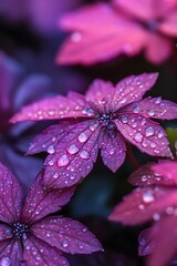 Sticker - Closeup of purple leaves with water droplets after rain