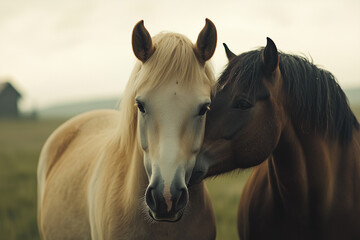 Graceful Horses in Serene Pasture