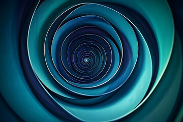 Poster - A mesmerizing spiral of navy green and emerald blue layers draws the eye inward towards a central void, creating a captivating visual effect