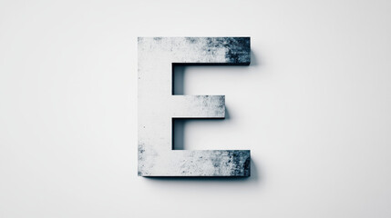 Canvas Print - A 3D render of the letter E, in a weathered concrete style. The letter has a textured appearance, reminiscent of an old, worn-out wall.