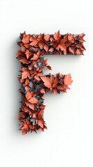 Sticker - The letter F is formed from a cluster of autumn leaves.