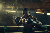 Dynamic Boxing Portrait in Ring Lighting