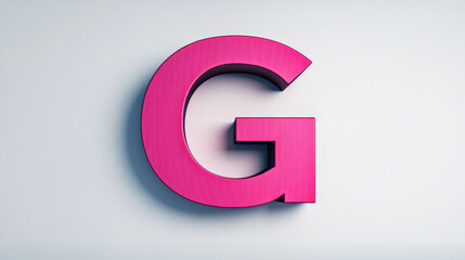 Poster - A vibrant pink letter G stands out against a minimalist white background, creating a bold and modern graphic.