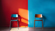 © Prasanth - Two chairs against blue and red wall