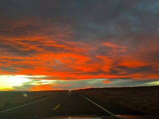 sunset on the road