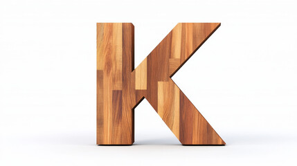 Canvas Print - The letter K crafted from wood planks. A rustic and natural font for design projects.