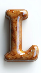 Sticker - The letter L, crafted from a glossy, brown material, with a speckled texture reminiscent of gingerbread.