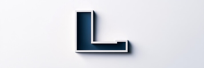 Poster - A white 3D letter L with a blue interior and shadow, isolated against a white background.