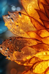 Sticker - Abstract Closeup of a Golden Flower with Bokeh Lights