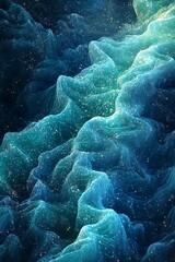 Poster - A mesmerizing abstract representation of swirling waves in shades of blue and green, capturing the beauty of water in motion.