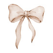 © SvetaArt - Watercolor beige bow, ribbon silk, illustration