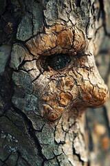 Wall Mural - Tree Bark Face Abstract Art, Nature's Portrait