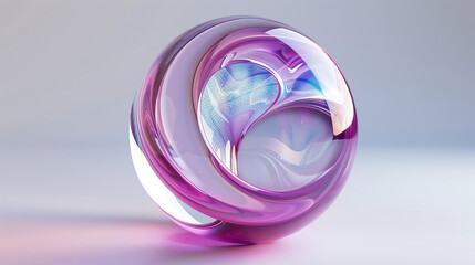 Aufkleber - 3d glass marble ball with spiral pattern inside, shiny crystal sphere