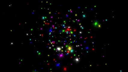 Wall Mural - Beautiful illustration of colorful glitter sparkles on plain black background