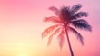 © cac_tus - Palm tree at sunset, vibrant sky. Tropical paradise and relaxation concept