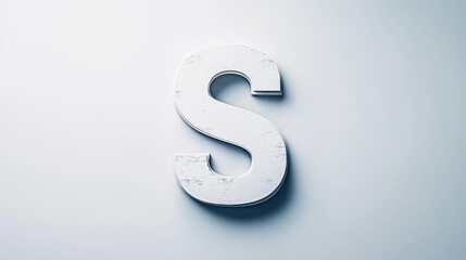 Poster - A white 3D letter S with a textured surface sits on a white background.