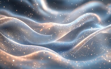 Aufkleber - A mesmerizing abstract image of flowing waves, enhanced by shimmering particles, evoking a sense of tranquility and fluid motion.