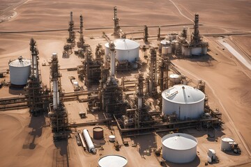 Aerial View of an Oil Facility in the Desert