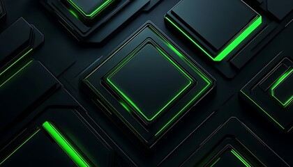 Poster - A sleek, dark background with illuminated green circuit-like patterns, showcasing a modern, technological design.