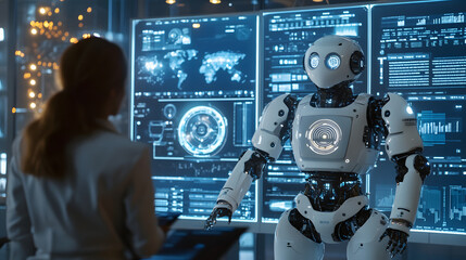 Poster - ai artificial intelligence robot advanced android technology computer system electronic digital, inn