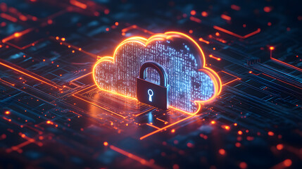 Wall Mural - digital cloud computing cyber ​​security protection concept internet technology ai data flow storage