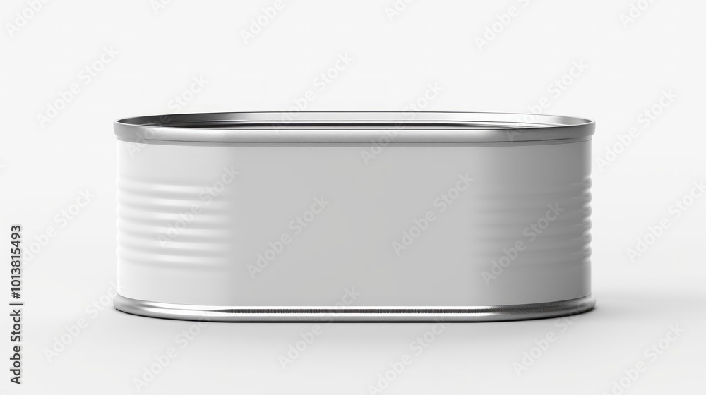 Closed new tin can isolated on white mockup for design. Neural network ...