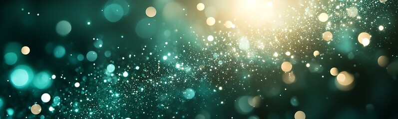 Poster - A captivating background of shimmering particles and light bursts, creating a magical, dreamy atmosphere with a focus on vibrant colors and soft bokeh effects.