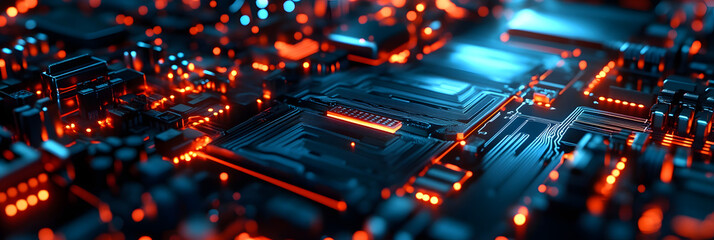 Wall Mural - data science and ai concept design with computer circuitry and data