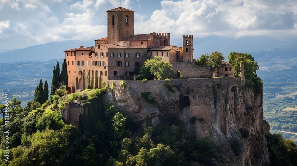 Fortress perched on a hill with scenic valley views, featuring medieval ...