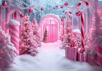 Wall Mural - Pink Christmas Wonderland