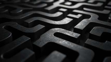 3d abstract maze pattern with dark tones, modern design concept