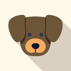 Canvas Print - Minimalist vector illustration of a cute dog face looking forward, with a long shadow