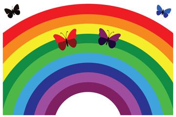 rainbow with low butterflies L.eps