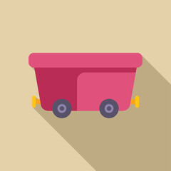 Canvas Print - Simple vector illustration of a pink mining cart for carrying coal