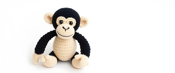 Crochet Chimpanzee doll, pure white background